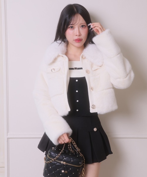 LIPSERVICE(リップサービス)の「2wayショートファージャケット(ムートンコート・レディース・ブラック/ベージュ/アイボリー・S/M)」の6枚目の写真