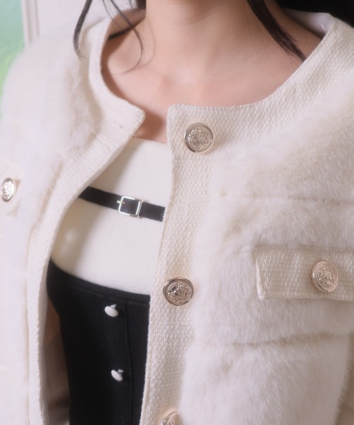 LIPSERVICE(リップサービス)の「2wayショートファージャケット(ムートンコート・レディース・ブラック/ベージュ/アイボリー・S/M)」の13枚目の写真