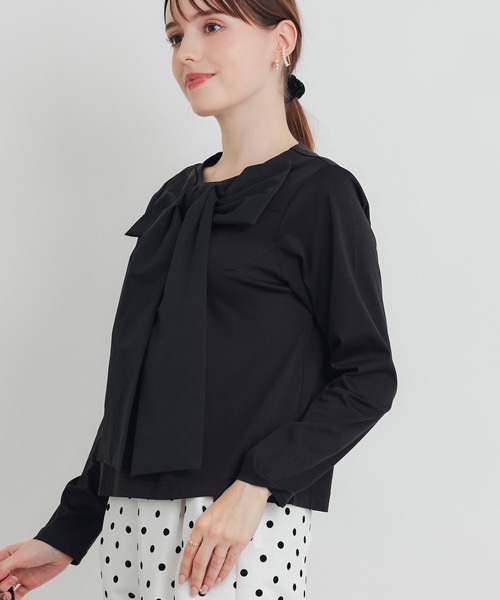 PICCIN(ピッチン)の「フロントリボンプルオーバー(Tシャツ/カットソー・レディース・オフホワイト/ブラック・M)」の17枚目の写真