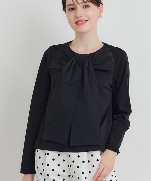 PICCIN(ピッチン)の「フロントリボンプルオーバー(Tシャツ/カットソー・レディース・オフホワイト/ブラック・M)」の16枚目の写真