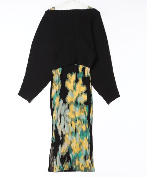 Desigual（デシグアル）の「M.C. Lacroix floral set dress with knit top / エムシーラクロワフローラルセットドレス ニットトップ付 結婚式 二次会 フォーマル（ワンピース・レディース・イエロー・S/M/L/XL/XS）」の2枚目の写真