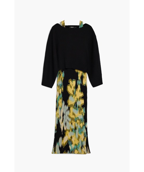 Desigual（デシグアル）の「M.C. Lacroix floral set dress with knit top / エムシーラクロワフローラルセットドレス ニットトップ付 結婚式 二次会 フォーマル（ワンピース・レディース・イエロー・S/M/L/XL/XS）」の5枚目の写真