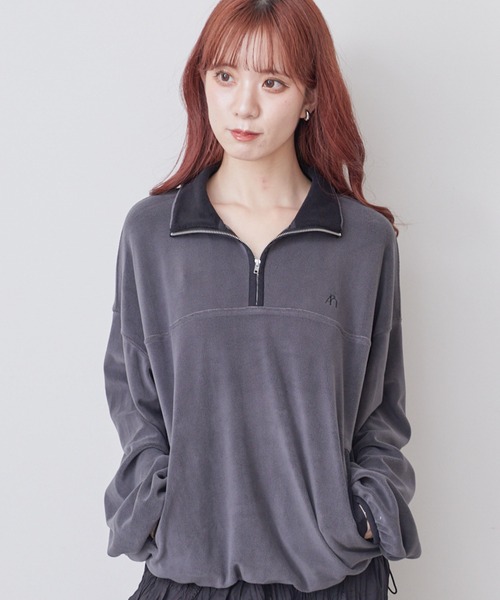 archives(アルシーヴ)の「ハーフzip配色フリースPO(Tシャツ/カットソー・レディース・チャコールグレー/モカ・MEDIUM)」の1枚目の写真