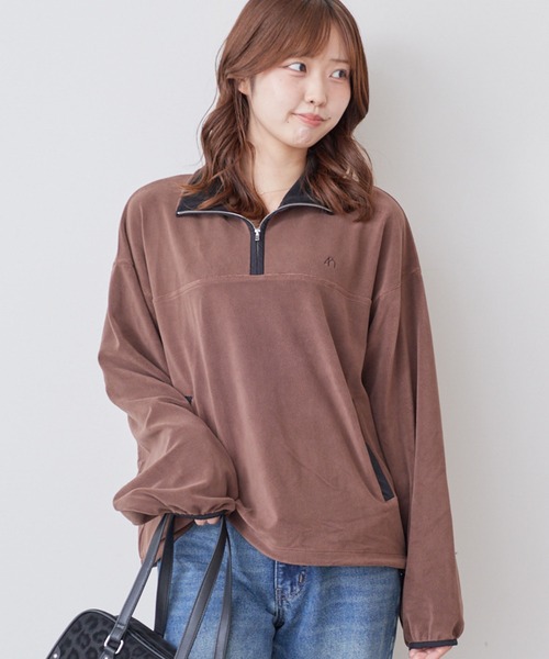 archives(アルシーヴ)の「ハーフzip配色フリースPO(Tシャツ/カットソー・レディース・チャコールグレー/モカ・MEDIUM)」の2枚目の写真