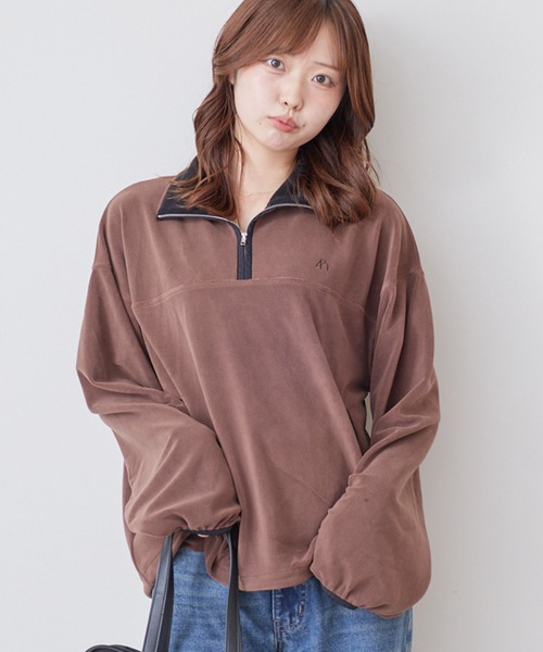 archives(アルシーヴ)の「ハーフzip配色フリースPO(Tシャツ/カットソー・レディース・チャコールグレー/モカ・MEDIUM)」の3枚目の写真