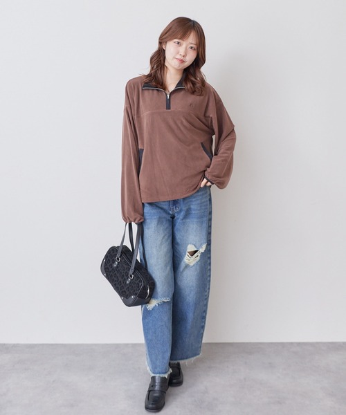 archives(アルシーヴ)の「ハーフzip配色フリースPO(Tシャツ/カットソー・レディース・チャコールグレー/モカ・MEDIUM)」の11枚目の写真