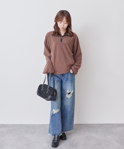 archives(アルシーヴ)の「ハーフzip配色フリースPO(Tシャツ/カットソー・レディース・チャコールグレー/モカ・MEDIUM)」の12枚目の写真