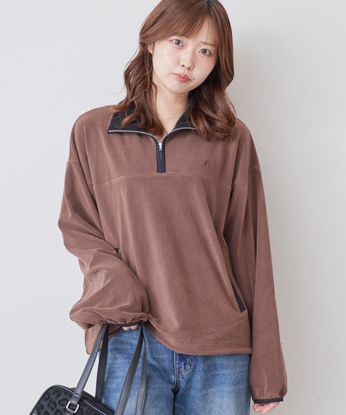 archives(アルシーヴ)の「ハーフzip配色フリースPO(Tシャツ/カットソー・レディース・チャコールグレー/モカ・MEDIUM)」の4枚目の写真