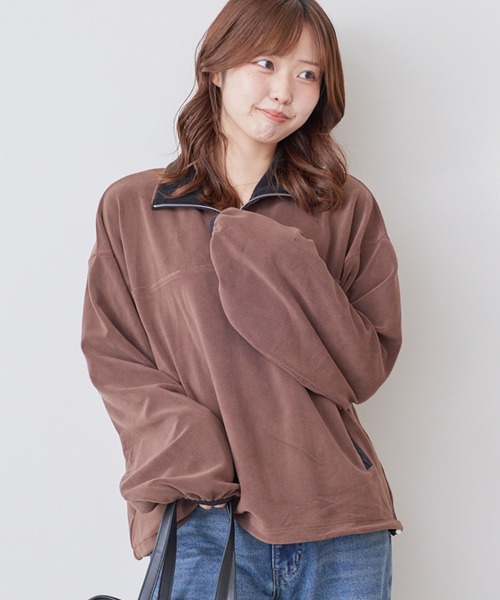 archives(アルシーヴ)の「ハーフzip配色フリースPO(Tシャツ/カットソー・レディース・チャコールグレー/モカ・MEDIUM)」の5枚目の写真
