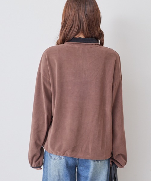 archives(アルシーヴ)の「ハーフzip配色フリースPO(Tシャツ/カットソー・レディース・チャコールグレー/モカ・MEDIUM)」の7枚目の写真
