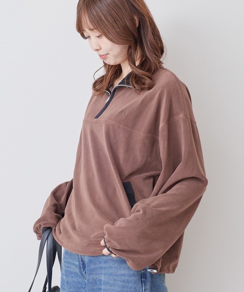 archives(アルシーヴ)の「ハーフzip配色フリースPO(Tシャツ/カットソー・レディース・チャコールグレー/モカ・MEDIUM)」の8枚目の写真