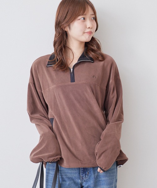 archives(アルシーヴ)の「ハーフzip配色フリースPO(Tシャツ/カットソー・レディース・チャコールグレー/モカ・MEDIUM)」の9枚目の写真