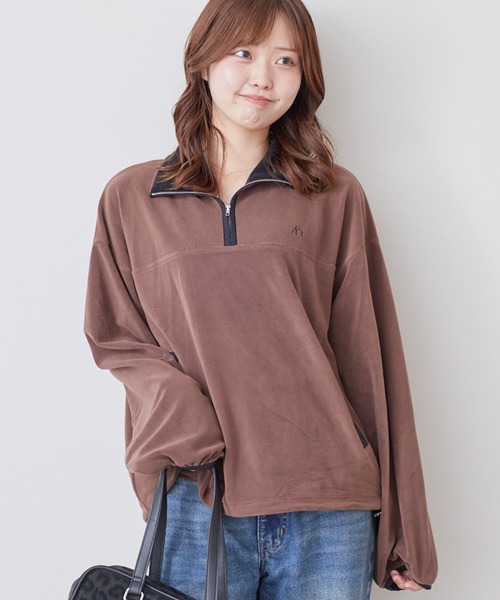 archives(アルシーヴ)の「ハーフzip配色フリースPO(Tシャツ/カットソー・レディース・チャコールグレー/モカ・MEDIUM)」の10枚目の写真