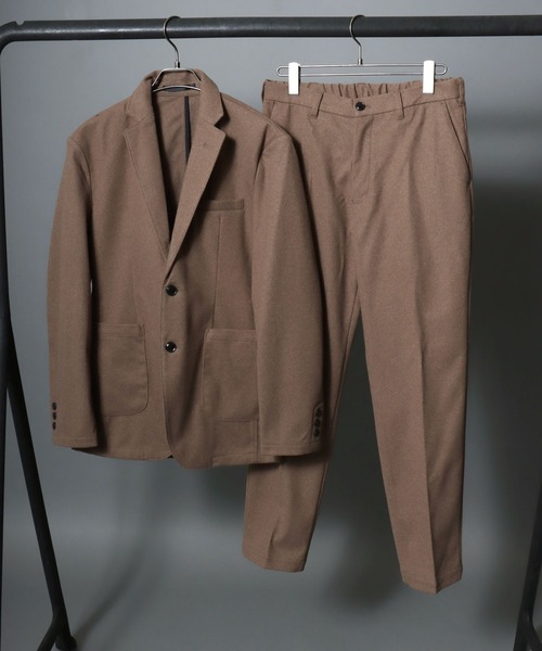 ANPAS(アンパス)の「Faux Wool Tapered Trousers / <セットアップ可>ウールライク テーパードトラウザーパンツ スーツ スラックス ボトムス メンズ オンオフ兼用 ビジネス ビジカジ 秋冬 きれいめ(スラックス・メンズ・グレー/チャコールグレー/ライトブラウン・L/LL/M/3L)」の6枚目の写真