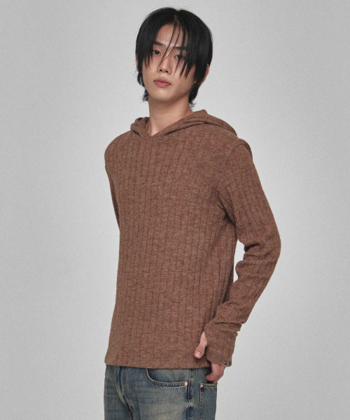 KICHUL(キチョル)の「コージーリブニットフーディー(ブラウン)(パーカー・レディース・その他・SMALL/MEDIUM/LARGE)」の2枚目の写真