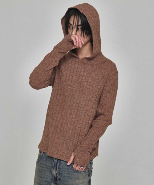 KICHUL(キチョル)の「コージーリブニットフーディー(ブラウン)(パーカー・レディース・その他・SMALL/MEDIUM/LARGE)」の4枚目の写真
