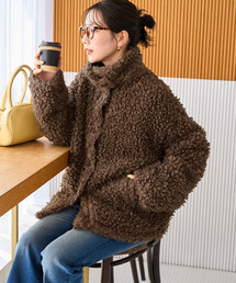 限定展開 プードル ファー スタンドカラー ジャケット