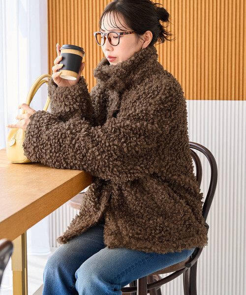 FREAK'S STORE(フリークスストア)の「限定展開 プードル ファー スタンドカラー ジャケット(その他アウター・レディース・チャコールグレー/ナチュラル/ブラウン/ブラック・フリ-)」の5枚目の写真