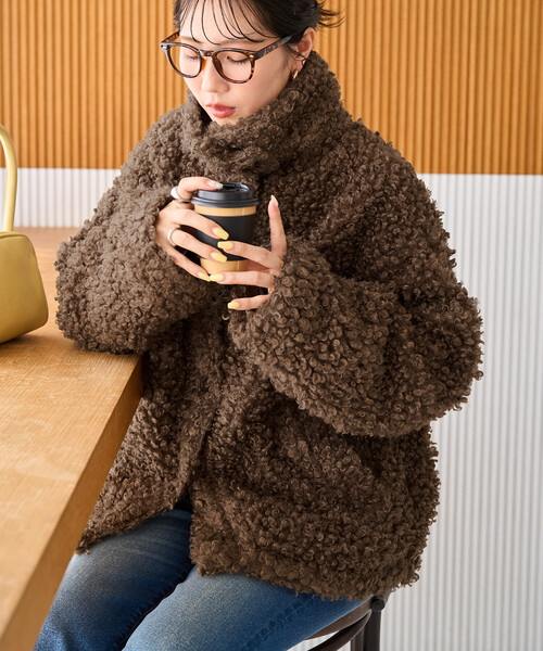 FREAK'S STORE(フリークスストア)の「限定展開 プードル ファー スタンドカラー ジャケット(その他アウター・レディース・チャコールグレー/ナチュラル/ブラウン/ブラック・フリ-)」の6枚目の写真