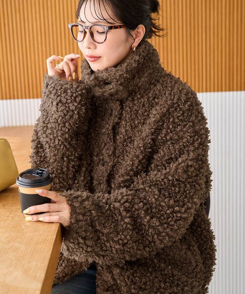 FREAK'S STORE(フリークスストア)の「限定展開 プードル ファー スタンドカラー ジャケット(その他アウター・レディース・チャコールグレー/ナチュラル/ブラウン/ブラック・フリ-)」の7枚目の写真