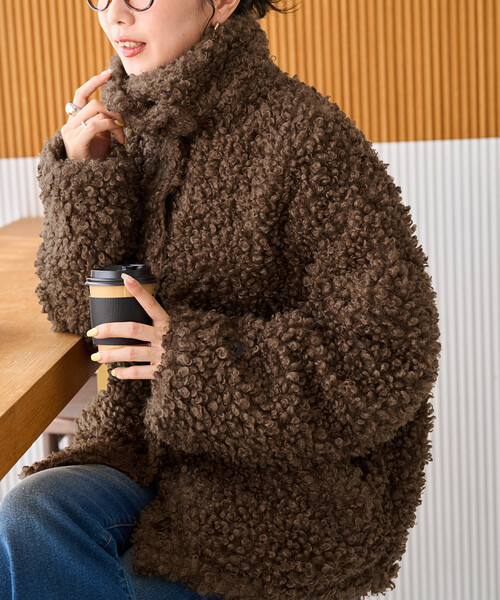 FREAK'S STORE(フリークスストア)の「限定展開 プードル ファー スタンドカラー ジャケット(その他アウター・レディース・チャコールグレー/ナチュラル/ブラウン/ブラック・フリ-)」の8枚目の写真