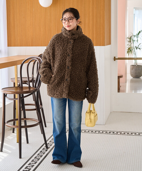 FREAK'S STORE(フリークスストア)の「限定展開 プードル ファー スタンドカラー ジャケット(その他アウター・レディース・チャコールグレー/ナチュラル/ブラウン/ブラック・フリ-)」の9枚目の写真