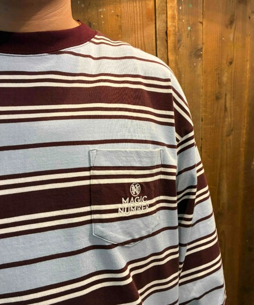 MAGIC NUMBER(マジック ナンバー)の「【MAGIC NUMBER】MULTI BORDER L/S T-SHIRT(Tシャツ/カットソー・メンズ・バーガンディー/ネイビー・LARGE/X-LARGE/MEDIUM)」の7枚目の写真