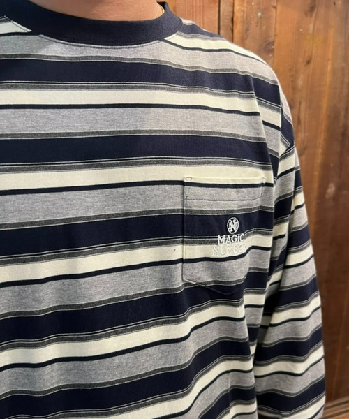MAGIC NUMBER(マジック ナンバー)の「【MAGIC NUMBER】MULTI BORDER L/S T-SHIRT(Tシャツ/カットソー・メンズ・バーガンディー/ネイビー・LARGE/X-LARGE/MEDIUM)」の5枚目の写真