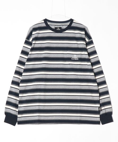 MAGIC NUMBER(マジック ナンバー)の「【MAGIC NUMBER】MULTI BORDER L/S T-SHIRT(Tシャツ/カットソー・メンズ・バーガンディー/ネイビー・LARGE/X-LARGE/MEDIUM)」の8枚目の写真