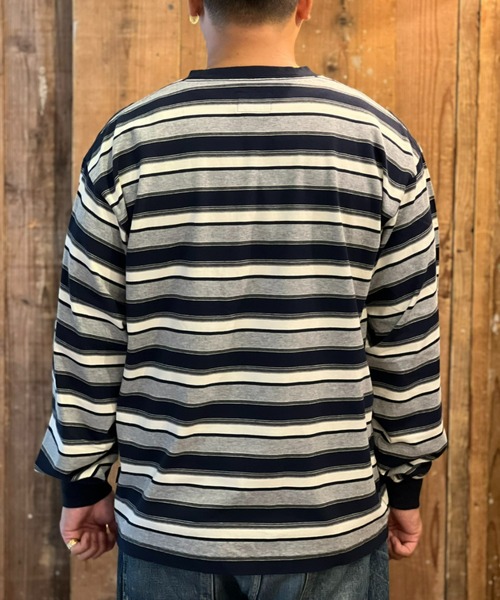 MAGIC NUMBER(マジック ナンバー)の「【MAGIC NUMBER】MULTI BORDER L/S T-SHIRT(Tシャツ/カットソー・メンズ・バーガンディー/ネイビー・LARGE/X-LARGE/MEDIUM)」の4枚目の写真