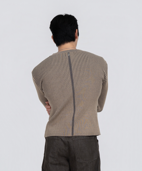 PHOS333(フォースサンサンサン)の「M リブニットセーター/ベージュ(ニット/セーター・メンズ・その他・LARGE)」の4枚目の写真