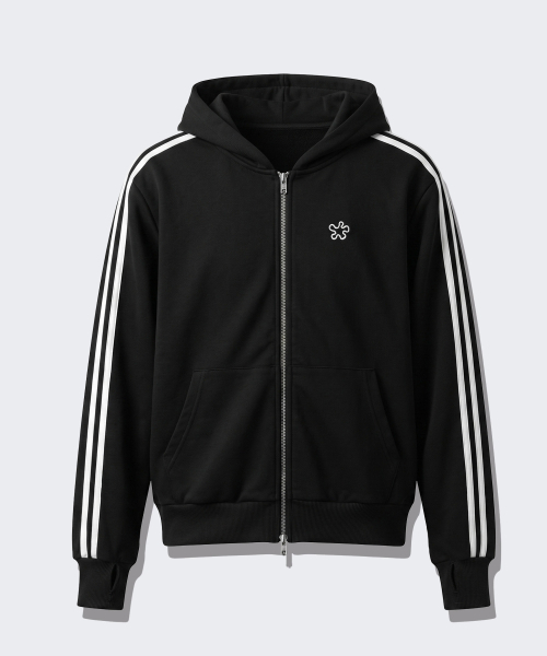 UNDEROFF（アンダーオフ）の「フィンガーホール クロップド トラックフード ジップアップ（パーカー・メンズ・ブラック・X-LARGE/LARGE/MEDIUM）」の5枚目の写真