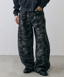 Studded Vintage Camo Super Wide Baggy Pants / スタッズ ヴィンテージ カモ スーパー ワイド バギーパンツ