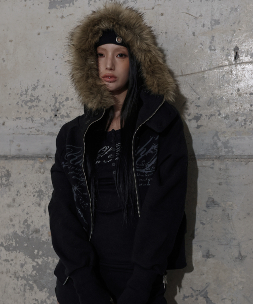 FANCY CLUB(ファンシークラブ)の「ルースリスファーフードジップアップ (ブラック) F25ZA005(パーカー・レディース・その他・ONE SIZE)」の7枚目の写真
