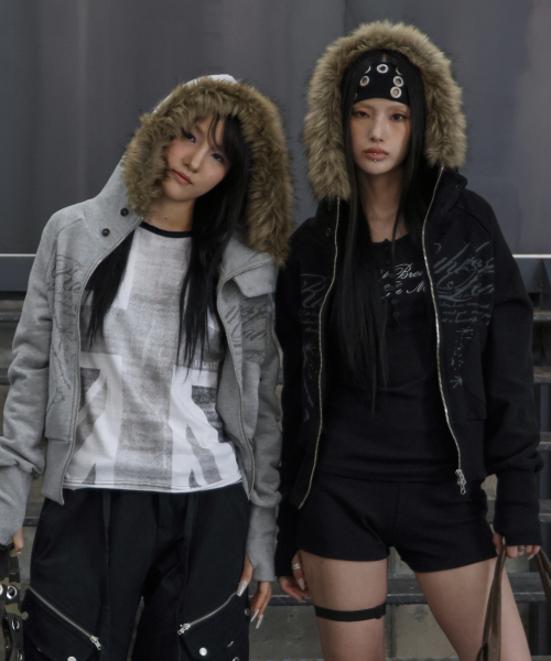 FANCY CLUB(ファンシークラブ)の「ルースリスファーフードジップアップ (ブラック) F25ZA005(パーカー・レディース・その他・ONE SIZE)」の5枚目の写真