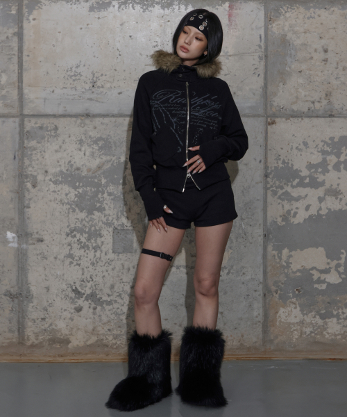 FANCY CLUB(ファンシークラブ)の「ルースリスファーフードジップアップ (ブラック) F25ZA005(パーカー・レディース・その他・ONE SIZE)」の4枚目の写真