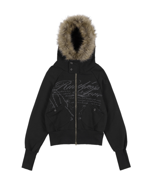 FANCY CLUB(ファンシークラブ)の「ルースリスファーフードジップアップ (ブラック) F25ZA005(パーカー・レディース・その他・ONE SIZE)」の3枚目の写真