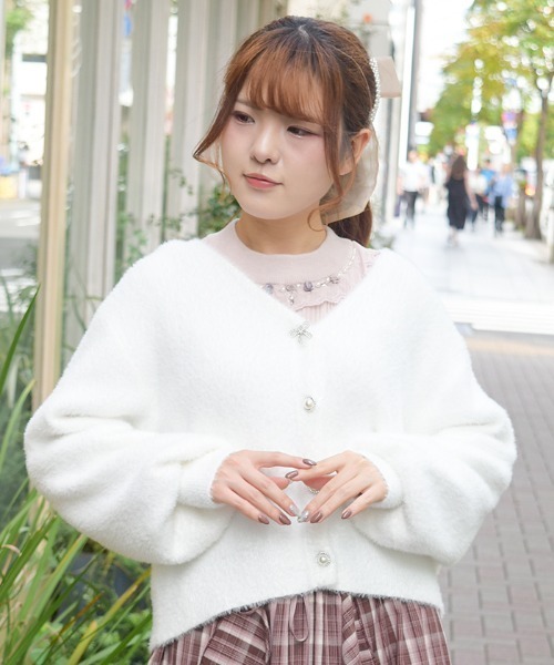 axes femme(アクシーズファム)の「花スパンコールフェザーカーデ(カーディガン/ボレロ・レディース・ピンク/ミント/キナリ・FREE)」の15枚目の写真