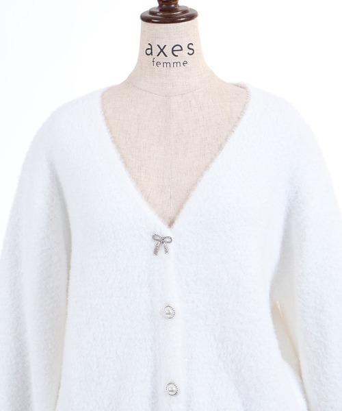 axes femme(アクシーズファム)の「花スパンコールフェザーカーデ(カーディガン/ボレロ・レディース・ピンク/ミント/キナリ・FREE)」の4枚目の写真