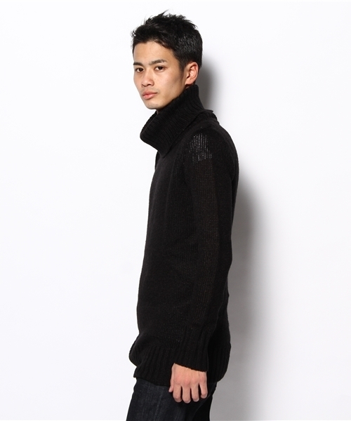 Lui's（ルイス）の「衿ﾄﾞﾚｰﾌﾟﾆｯﾄ（ニット/セーター・メンズ・ブラック/グレー/パープル/ピンク/モカ・SMALL/MEDIUM）」の6枚目の写真