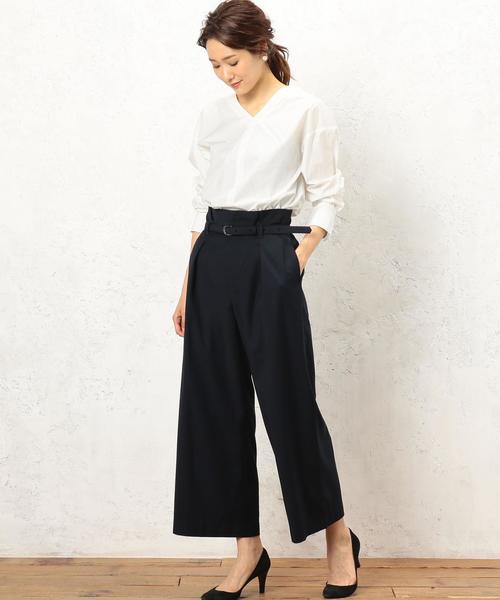 green label relaxing（グリーンレーベルリラクシング）の「■■■KC T/R ハイウエスト ベルト ワイドパンツ ◆（その他パンツ・レディース・ベージュ/オリーブ/ネイビー・36/38）」の7枚目の写真