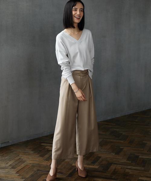 green label relaxing（グリーンレーベルリラクシング）の「■■■KC T/R ハイウエスト ベルト ワイドパンツ ◆（その他パンツ・レディース・ベージュ/オリーブ/ネイビー・36/38）」の16枚目の写真