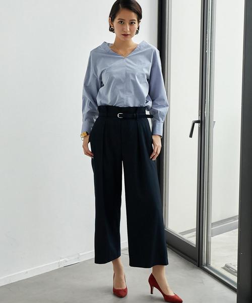 green label relaxing（グリーンレーベルリラクシング）の「■■■KC T/R ハイウエスト ベルト ワイドパンツ ◆（その他パンツ・レディース・ベージュ/オリーブ/ネイビー・36/38）」の17枚目の写真