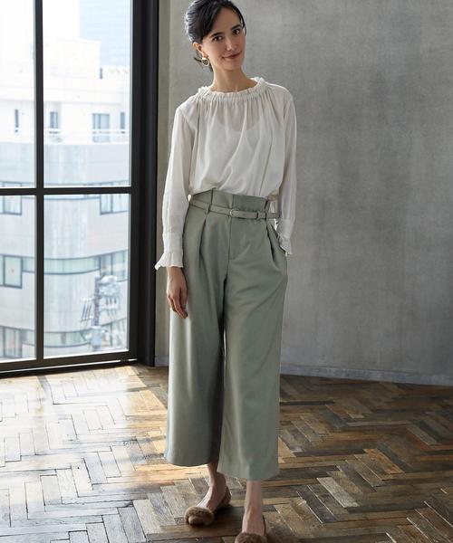 green label relaxing（グリーンレーベルリラクシング）の「■■■KC T/R ハイウエスト ベルト ワイドパンツ ◆（その他パンツ・レディース・ベージュ/オリーブ/ネイビー・36/38）」の11枚目の写真