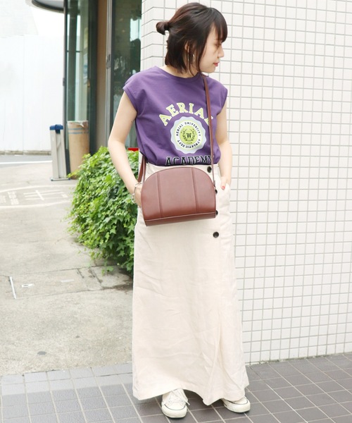 SLOBE IENA（スローブイエナ）の「WIFFLE ノースリーブTシャツ◆（Tシャツ/カットソー・レディース・グレー系その他/グリーン/パープル・FREE）」の6枚目の写真