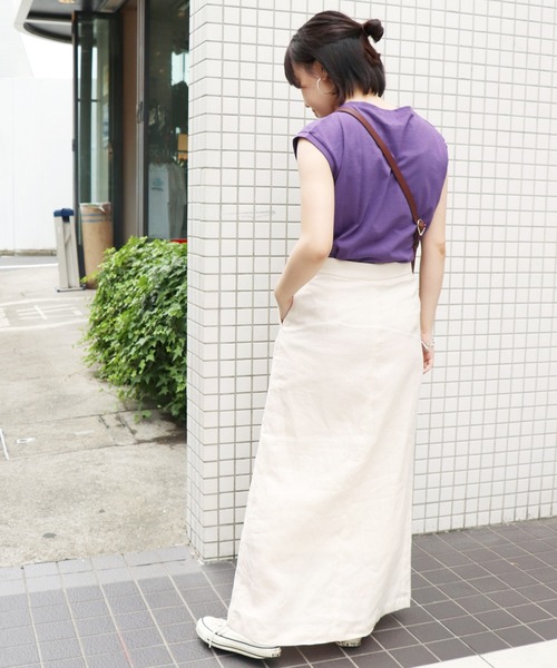 SLOBE IENA（スローブイエナ）の「WIFFLE ノースリーブTシャツ◆（Tシャツ/カットソー・レディース・グレー系その他/グリーン/パープル・FREE）」の7枚目の写真