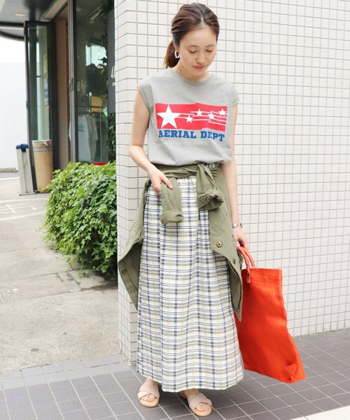 SLOBE IENA（スローブイエナ）の「WIFFLE ノースリーブTシャツ◆（Tシャツ/カットソー・レディース・グレー系その他/グリーン/パープル・FREE）」の8枚目の写真