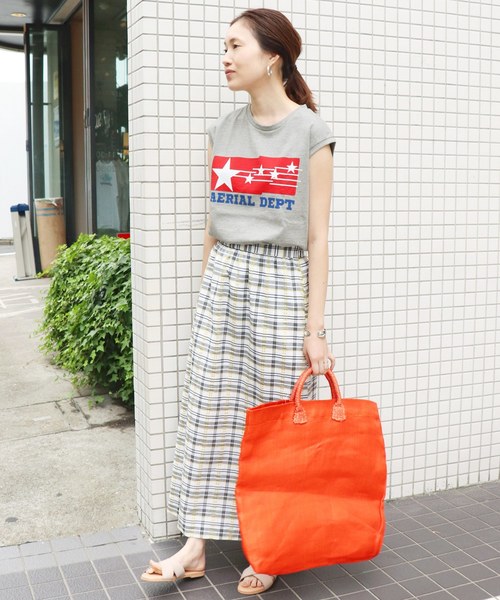 SLOBE IENA（スローブイエナ）の「WIFFLE ノースリーブTシャツ◆（Tシャツ/カットソー・レディース・グレー系その他/グリーン/パープル・FREE）」の9枚目の写真