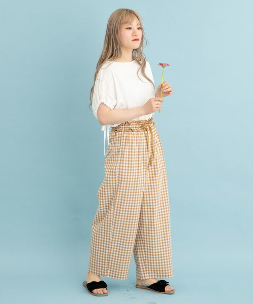 POU DOU DOU（プードゥドゥ）の「フリルベルトギャザーパンツ（その他パンツ・レディース・ブラック/ベージュ・3）」の6枚目の写真