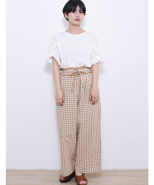 POU DOU DOU（プードゥドゥ）の「フリルベルトギャザーパンツ（その他パンツ・レディース・ブラック/ベージュ・3）」の14枚目の写真